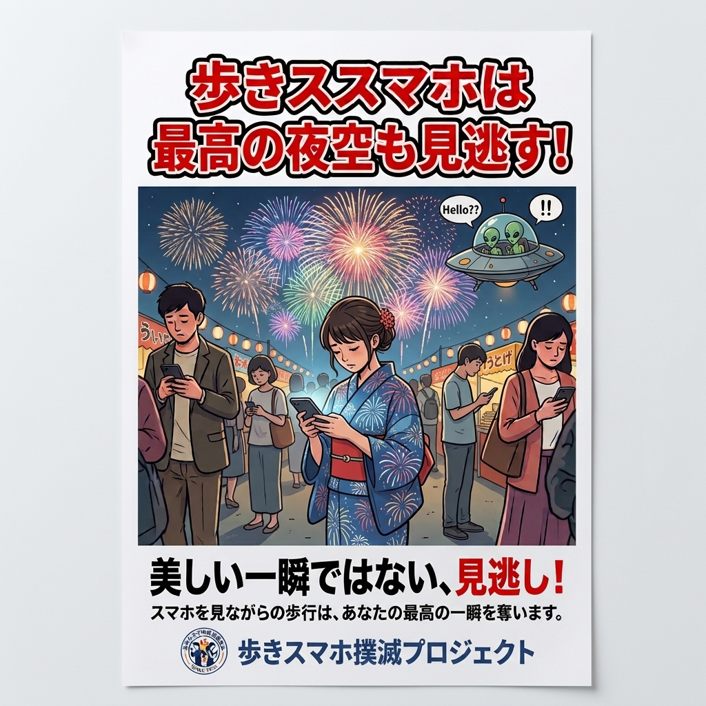 歩きスマホは花火も見逃す！