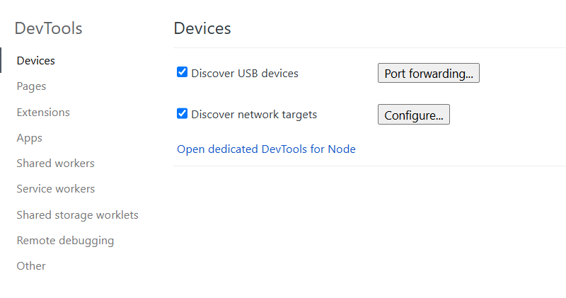 chrome://inspect/#devicesで端末が何も表示されていない画面